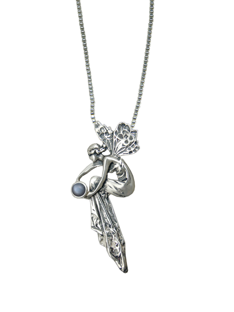 Sterling Silver Fairy of Memories Pendant With Grey Moonstone